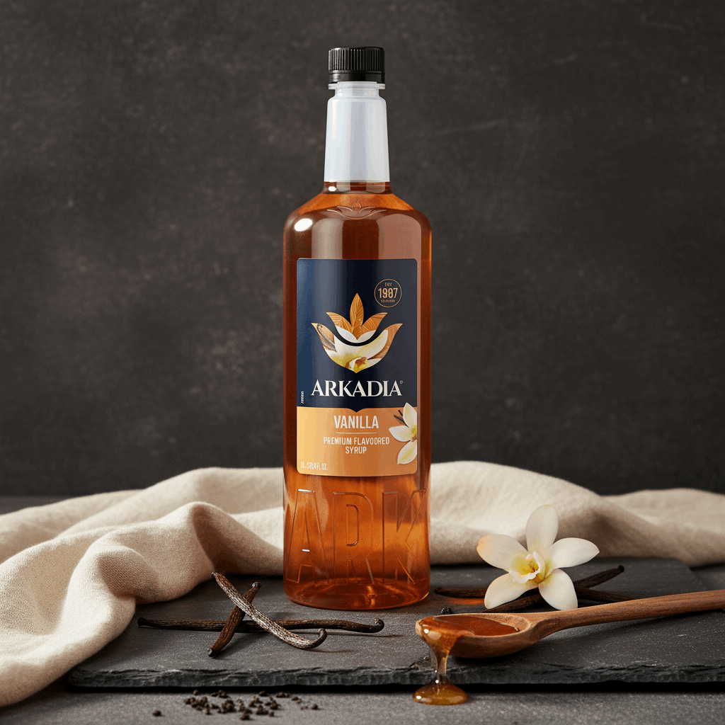 Arkadia Vanilla syrup with a coffee drink