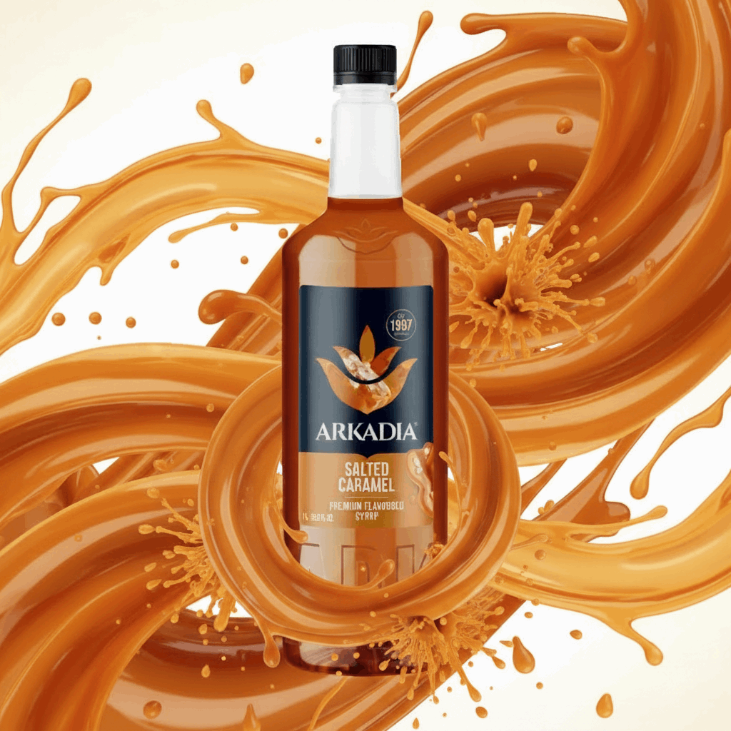 Arkadia Salted Caramel syrup with a coffee drink