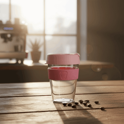 Original KeepCup in pink, held in hand