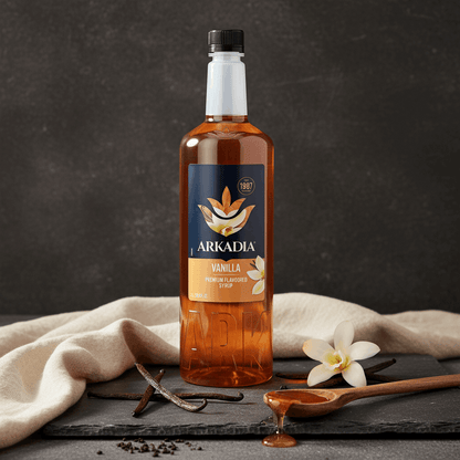 Arkadia Vanilla syrup with a coffee drink