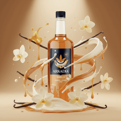 Arkadia Vanilla syrup 1L bottle, back label