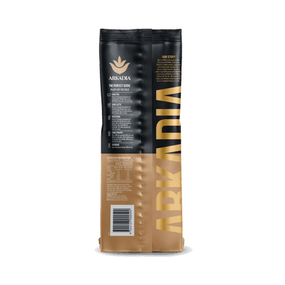 Arkadia Original Vanilla Chai latte powder pouch, back of pack
