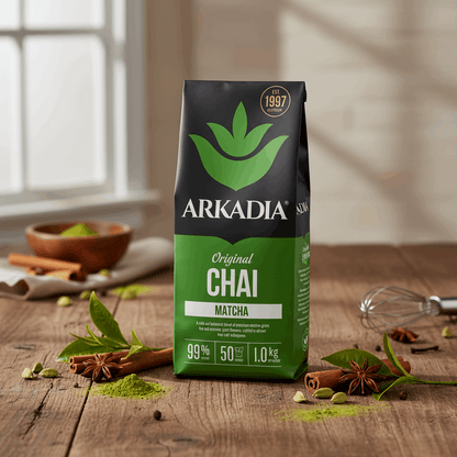 Arkadia Original Chai Matcha package on a white background