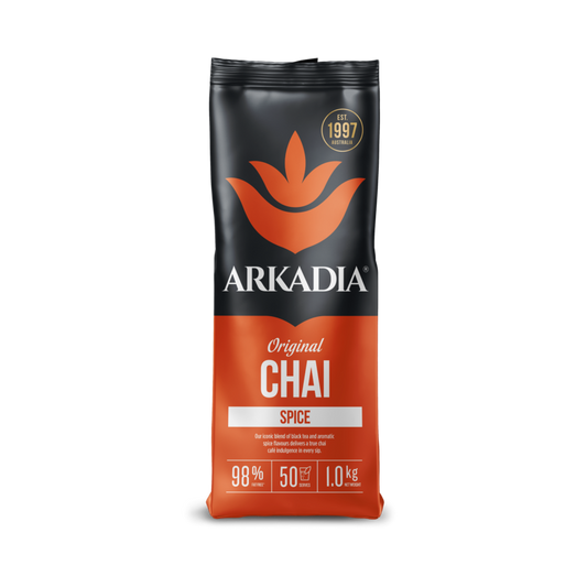 Arkadia Original Spice Chai latte powder pouch, front of pack