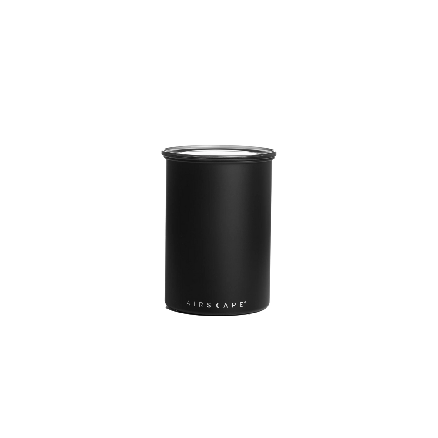 Black cylindrical container with lid on a white background, featuring the 'AIRSCAPE' brand.