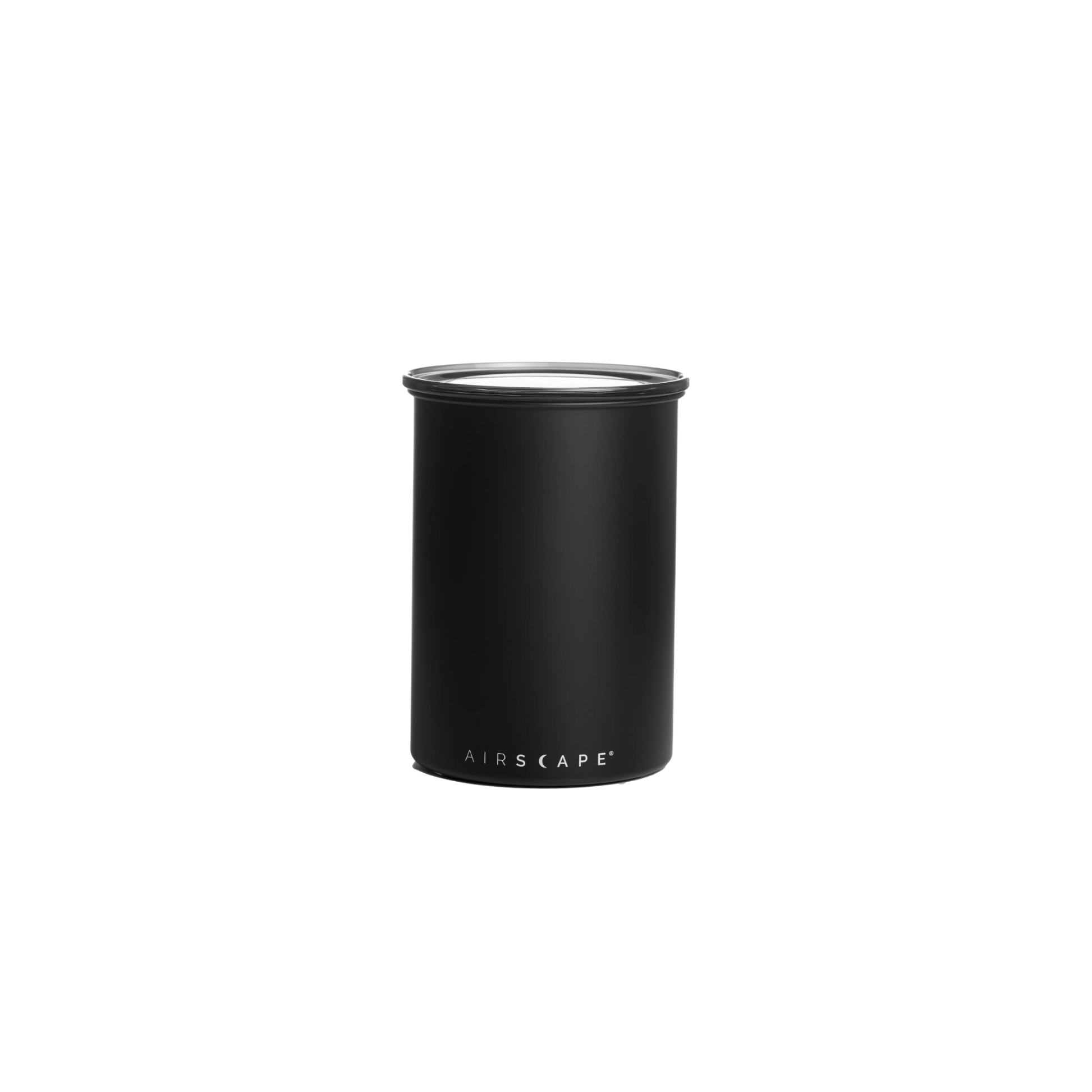 Black cylindrical container with lid on a white background, featuring the 'AIRSCAPE' brand.