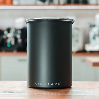 Airscape Classic matte black coffee canister, side view
