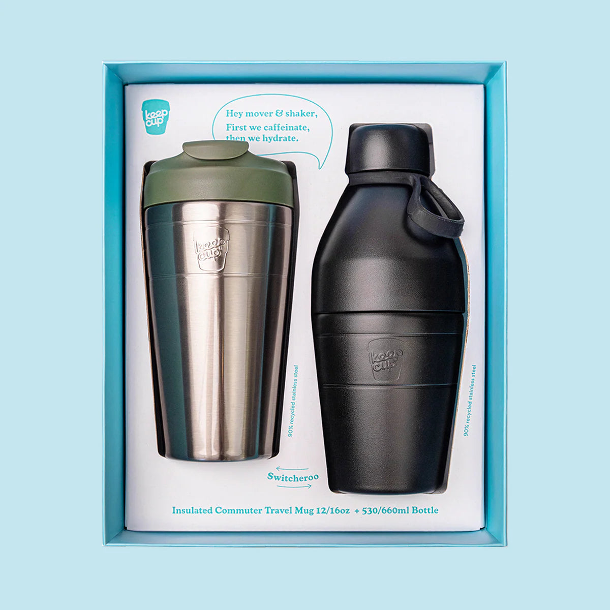 KeepCup Deskside Warrior bundle bottle and travel cup