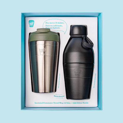 KeepCup Deskside Warrior bundle bottle and travel cup