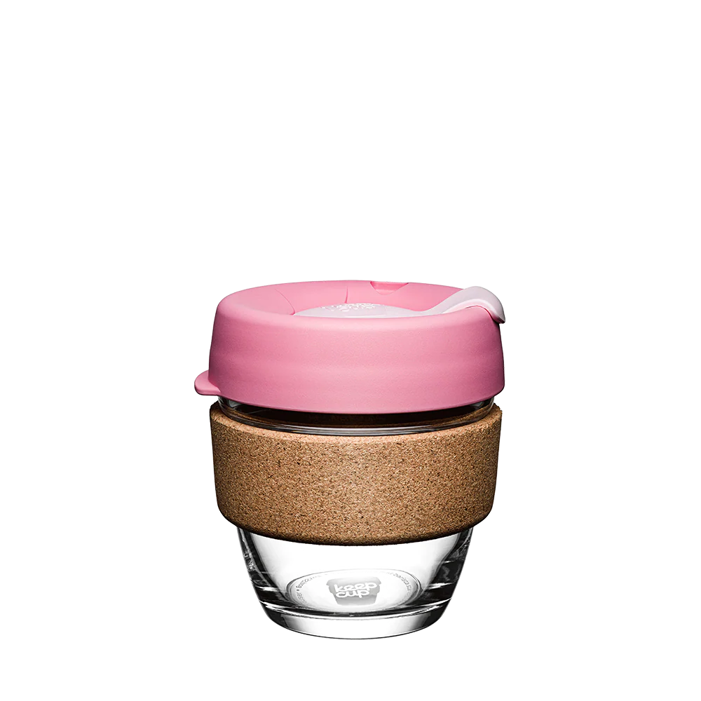 KeepCup Brew Cork glass cup with lid