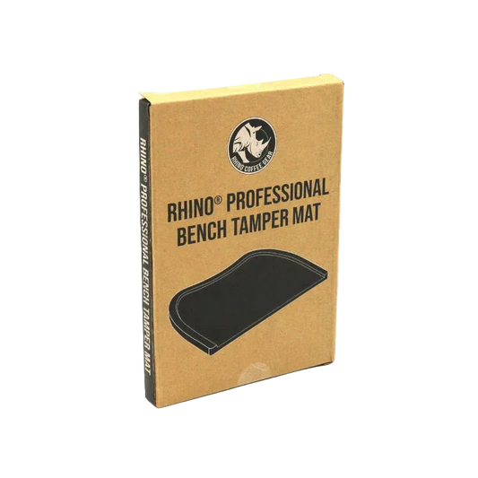 Cardboard packaging of Rhino Professional Bench Tamper Mat on a white background