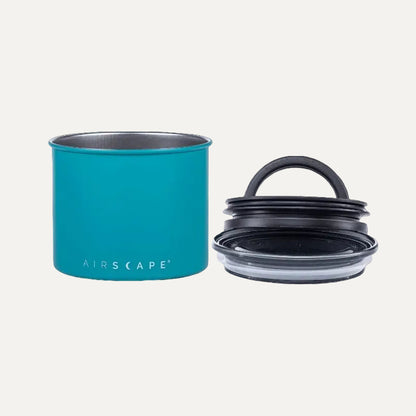 Airscape Classic matte turquoise coffee canister with plunger lid