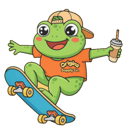 Origins Supply Co. frog mascot